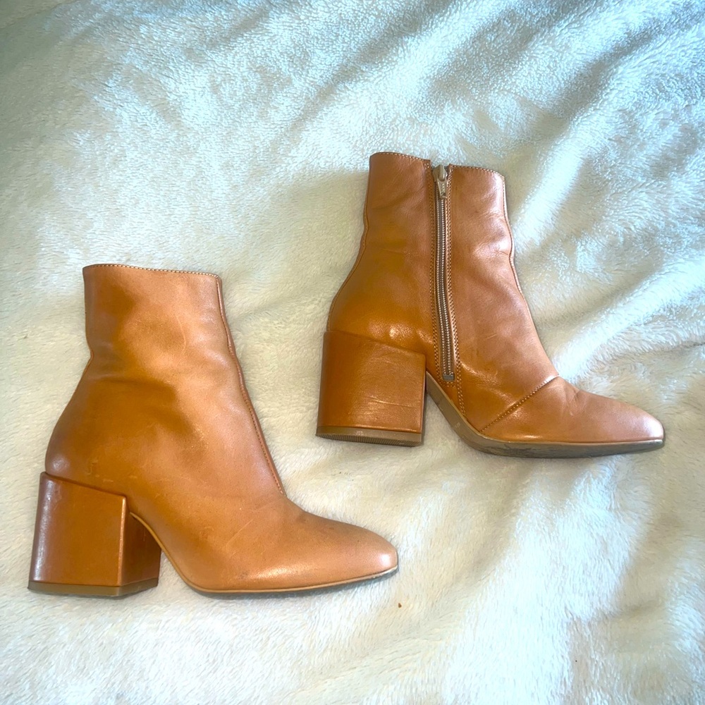Light brown leather free people booties